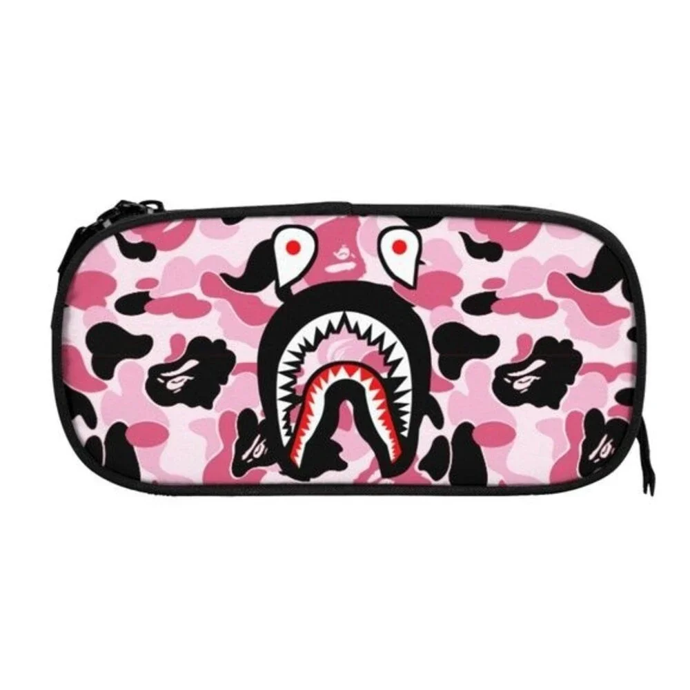 NWOT Camouflage Shark Camo Pencil Case for Boys Girls Kids Teen Pen Bag Box Pink